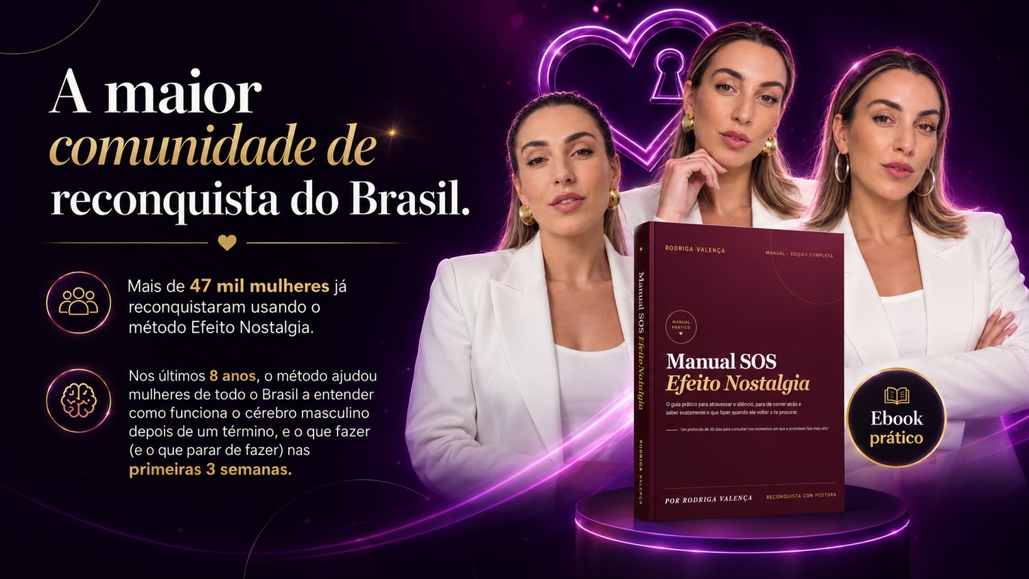 A maior comunidade de reconquista do Brasil. Mais de 47 mil mulheres já reconquistaram usando o método Efeito Nostalgia.